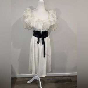 Vintage union made argent fille linen Victorian tea length cottagecore dress